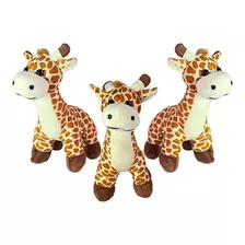 Kit 3 Girafa De Pelúcia Safari Em Pé 25cms