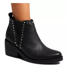 Botas Botinetas Taco Medio Elastico Tachas Mujer Cuero Lupe