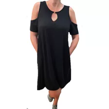 Vestido Mujer Modal Sin Hombros Con Manga