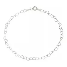 Pulseira Coração Feminina Delicada 18cm Em Prata 925