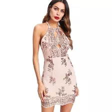 Vestido Dorado De Fiesta Con Aplicaciones Nuevo Importado