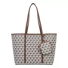 Bolso Tipo Tote Estampado Multicolor 854-94 Color Marrón Claro