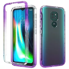 Funda Estilo Bumper Motorola G9 Play/e7 Transparente-purpura