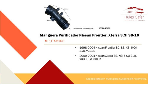 Manguera Purificador Nissan Frontier, Xterra 3.3l 98-10 Foto 4