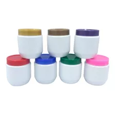 10 Pote Plástico Pvc 250g Vazio Com Tampas Coloridas