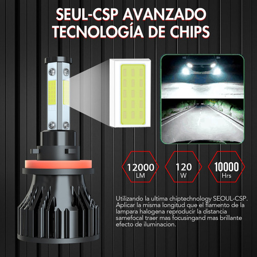 H11 Led Faro Kit Luces Bajas Super Brillante 6000k Blanco Foto 7