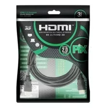 Cabo Hdmi 3 Metros 2.0 4k 19 Pinos Pix 018-2223 Envio Full