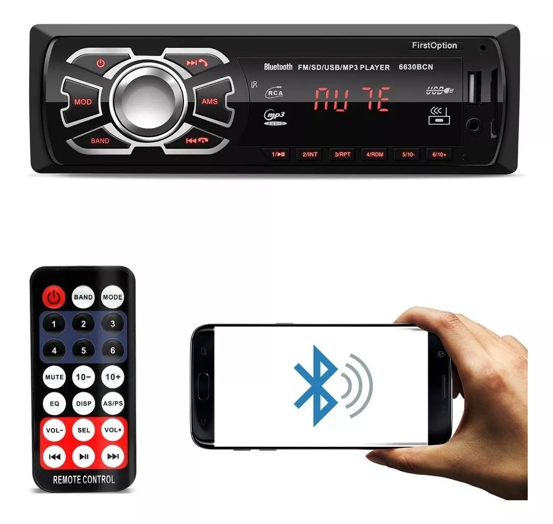 Aparelho Auto Radio Automotivo Som Universal 1 Din  Com Bluetooth Mp3 Player Usb Sd Entrada Pendrive Com Controle