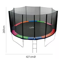 Cama Elástica Glowup R3330 Con Diámetro De 4.27 m Con Ancho De 427 cm Y Largo De 427 cm, Color De La Lona Negra