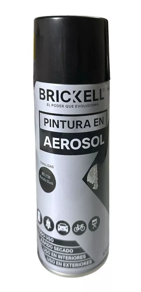 Pintura En Spray Aerosol 450ml Color Negro Metálico