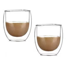 2 Tazas Larhaus Barista Doppio Jarro Vaso Doble Vidrio 250cc Color Transparente