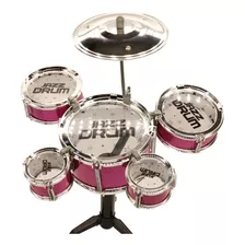 Mini Bateria Infantil Criança Musical Pop Star Jazz Drum Cor Rosa