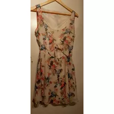 Vestido Gasa Estampado Bershka Forrado Usado Buen Estado Tm