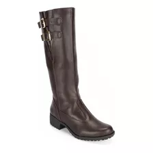 Bota Montaria Plus Size Couro Legitimo Cano Largo Regulagem