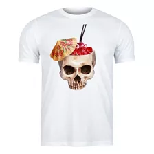 Camiseta Camisa Masculina Estampada Caveira Drink Algodão