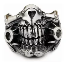 Anillo Acero Inoxidable Biker Calavera Dientes 6228