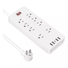 Enchufe Inteligente Marca Hitrends /08 Tomas/4 Usb/blanco