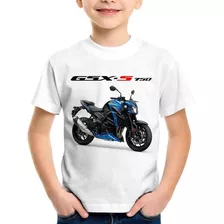 Camiseta Infantil Moto Suzuki Gsx S 750 Azul 2020