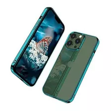 Funda Para Iphone13 Pro Cristal Transparente Borde Verde