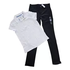 Gap Set 2pz Blusa Polo Y Pantalon Leggings Negro Talla 14 Xl