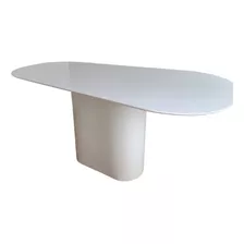  Mesa De Jantar Modelar Orgânica 135x75cm Laca Branca Fosca