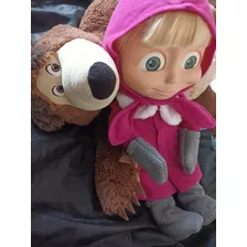 Peluche Masha Y El Oso Grandes Orinal. 40 Y 60 Cm. Usado