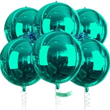 6 Globos De 22 Esfera 4ds Foil Metálicos Color Verde Navidad