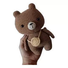 Muñeco Amigurumi Osito Con Morral Tejido Crochet