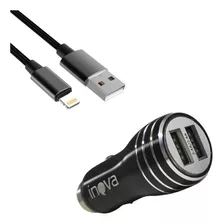 Carregador Veicular Turbo 2 Usb 2.4 Cabo Lightning Ou Tipo C