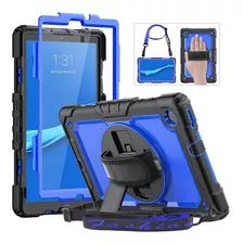 Funda Heavy Duty Grip Tira Azul Para Lenovo Tab M10 Plus