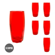 Copo Vidro 370ml Florence Vermelho Jogo C/ 6 - Casa Linda