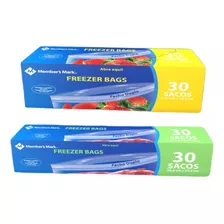 Kit 2 Sacos Freezer Bags Fecho Duplo 30un Médio 30un Pequeno