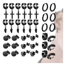 18 Pares Juego De Aretes De Acero Inoxidable Para Hombre