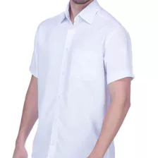 Camisa Social Masculina Branca Manga Curta Elegance