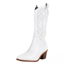 Botas Altas Para Mujer Botas Vaqueras Occidentales Blancas