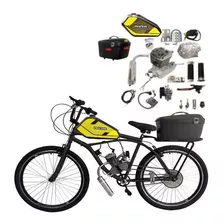 Bicicleta Motorizada Tanque 5litros Baú Kit&bike Desmontados Cor Amarelo Fury