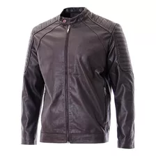 Jaqueta Couro Pu Masculina Motoqueiro Café Inverno