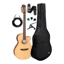 Violão Hofma Nylon Natural Hmn298 Kit Capa Luxo Acessórios