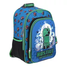 Mochila Escolar Grande Chenson Minecraft Mc65699-9 Jollyza Color Azul Acero