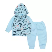 Conjunto Longo Azul Claro Para Bebê Mar