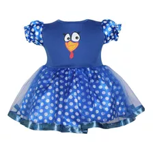 Vestido Mesversario Galinha Pintadinha Azul