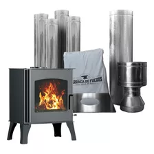 Estufa Calefactor Bdf Kroner Leña Eco + Kit De Instalación 