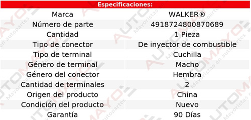 Un Conector Inyector Combustible Walker 9-5 3.0l V6 99-03 Foto 3