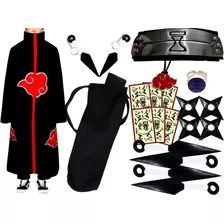 Kit Manto Akatsuki Chaveiro Kunai Naruto Colar Anel Tobi 