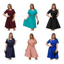 Vestido Evangélica Feminino Rodado Plus Size Atacado Kit 3un