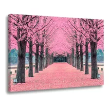 Quadro Decorativo Caminho Árvore Rosa Para Sala Quarto Casal