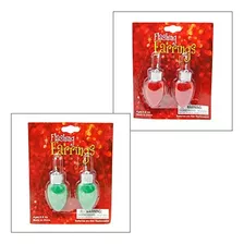 Pendientes Navideños Con Forma De Bombilla Iluminada. Los Co