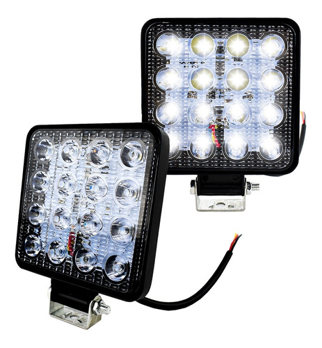 Par Faros 16 Led Auxiliar Cuadrado 4x4 C/estrobo Tunix Foto 4