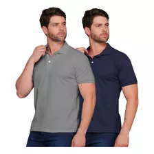 Kit C/ 2 Camisas Polos Masculinas Slim Alta Qualidade 