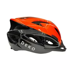 Capacete Com Sinalizador Led Bike Ciclismo Laranja Preto Dek